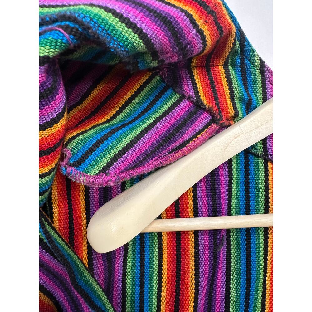 Vintage 1980’s Carolene De Mesilla Woven Striped Fringe Kimono Poncho Jacket - Picture 9 of 9